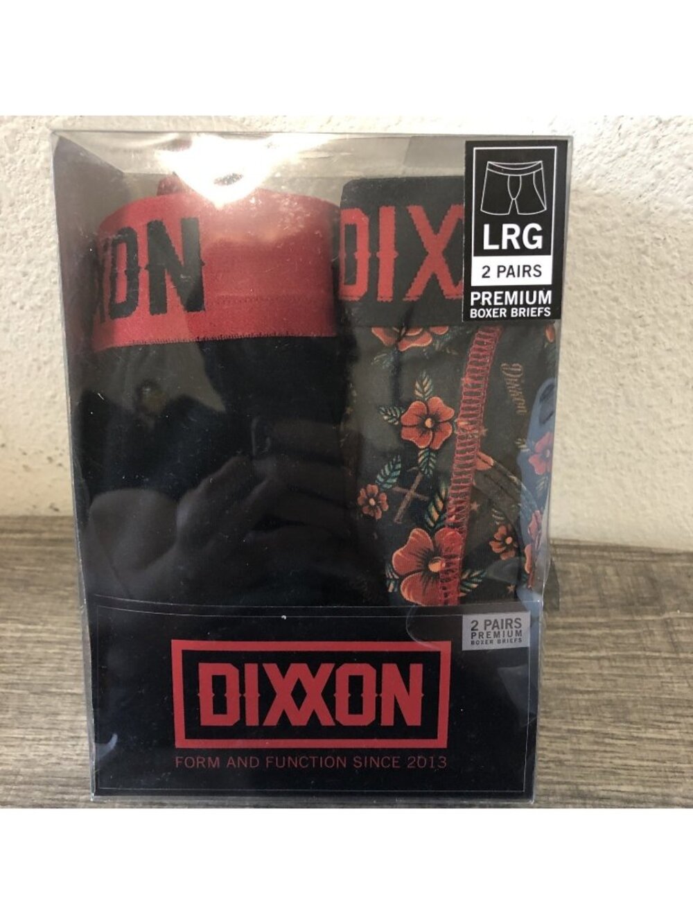 Dixxon Premium Boxer Briefs Two Pair-One Black, One Black With Red Rose Size LRG